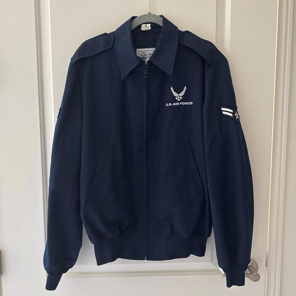 US Air Force Jacket Mens 44L Blue Full Zip Bomber DSCP Wings Collection